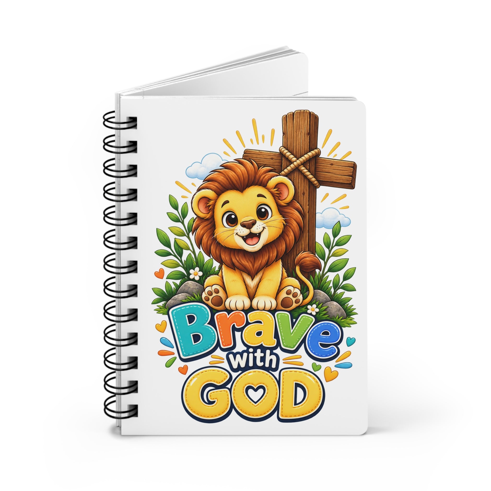 Brave with God Christian Spiral Journal| Lion Faith Notebook| Prayer Journal| Lined Notebook