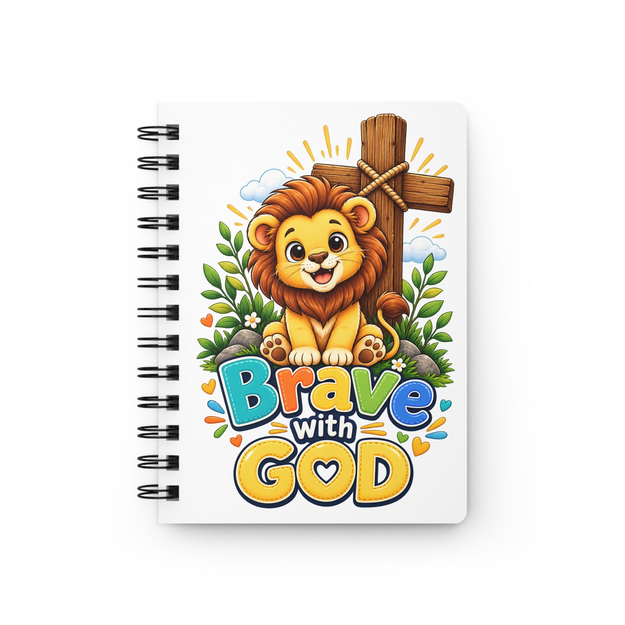 Brave with God Christian Spiral Journal| Lion Faith Notebook| Prayer Journal| Lined Notebook