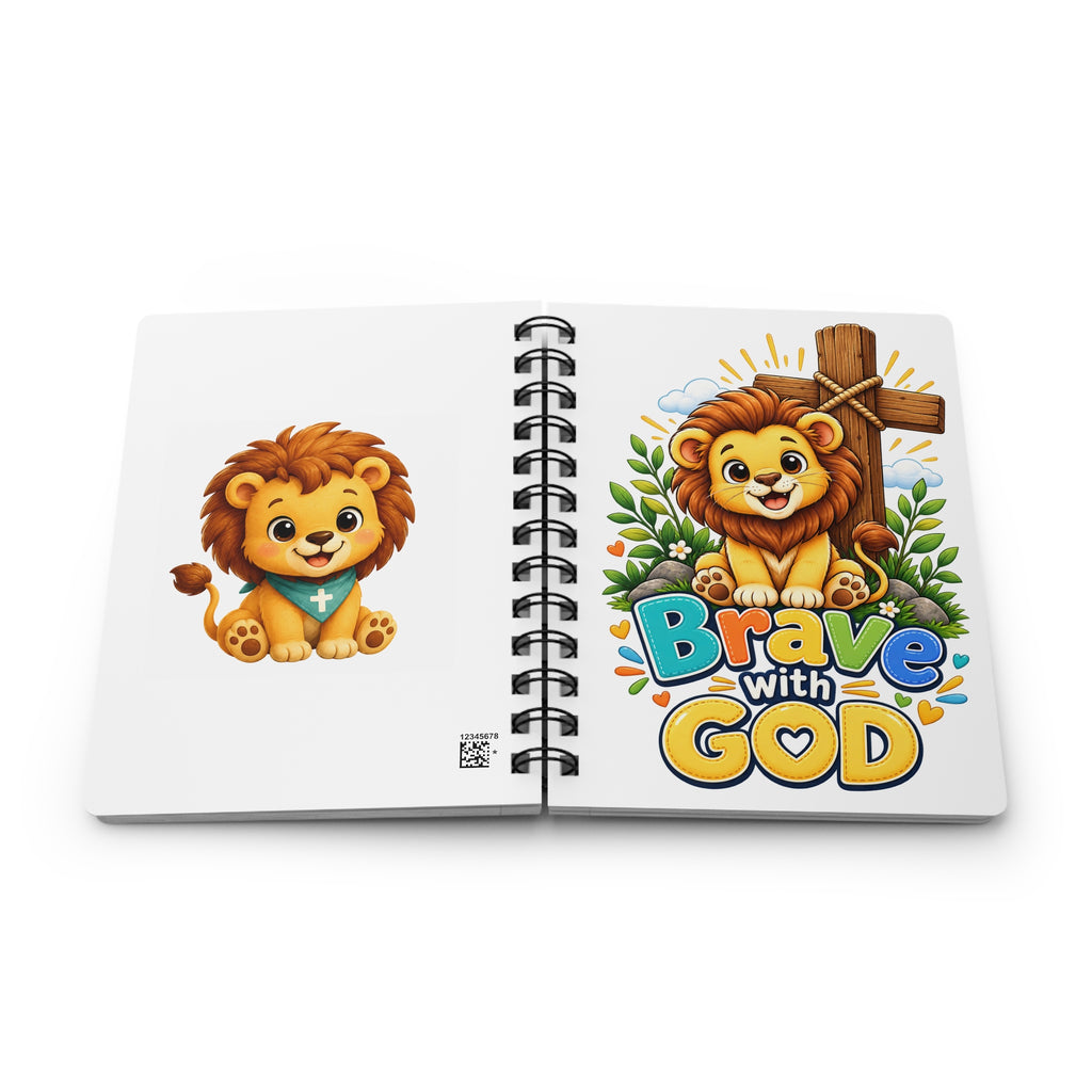 Brave with God Christian Spiral Journal| Lion Faith Notebook| Prayer Journal| Lined Notebook