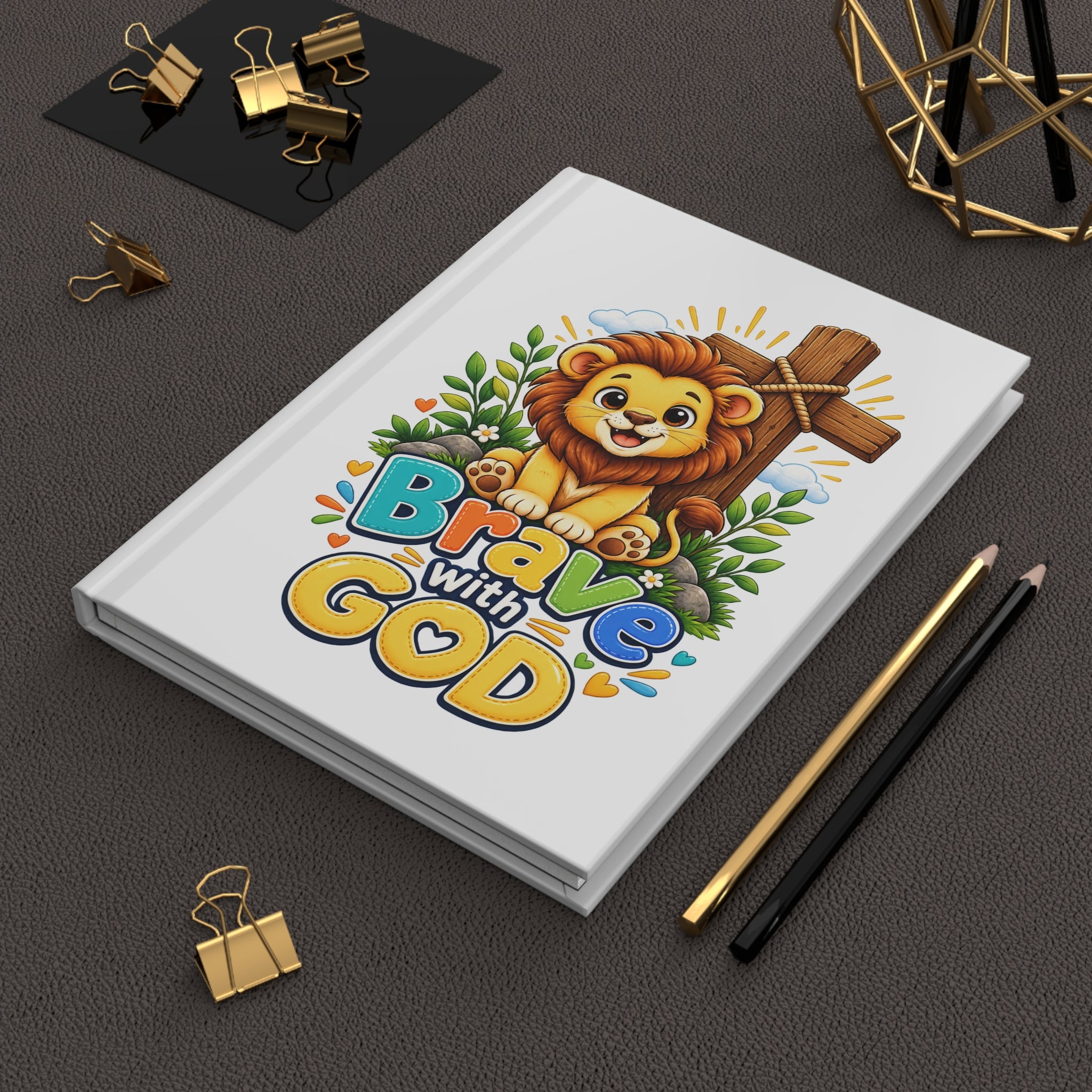 Brave with God Christian Journal| Lion Faith Notebook| Hardcover Matte Journal| Inspirational Gift