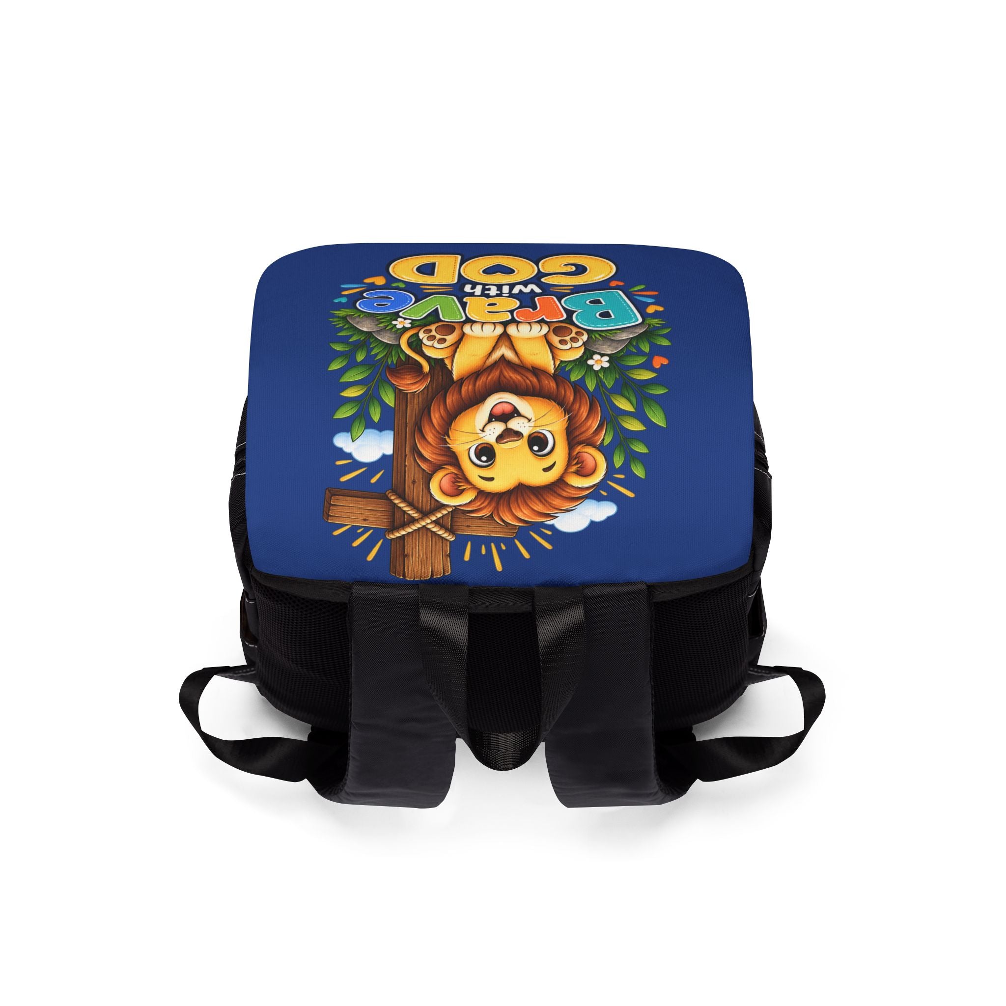 Copy of Brave with God Blue Kids Backpack| Christian School Backpack| Cute Lion Book Bag for Boys and Girls
