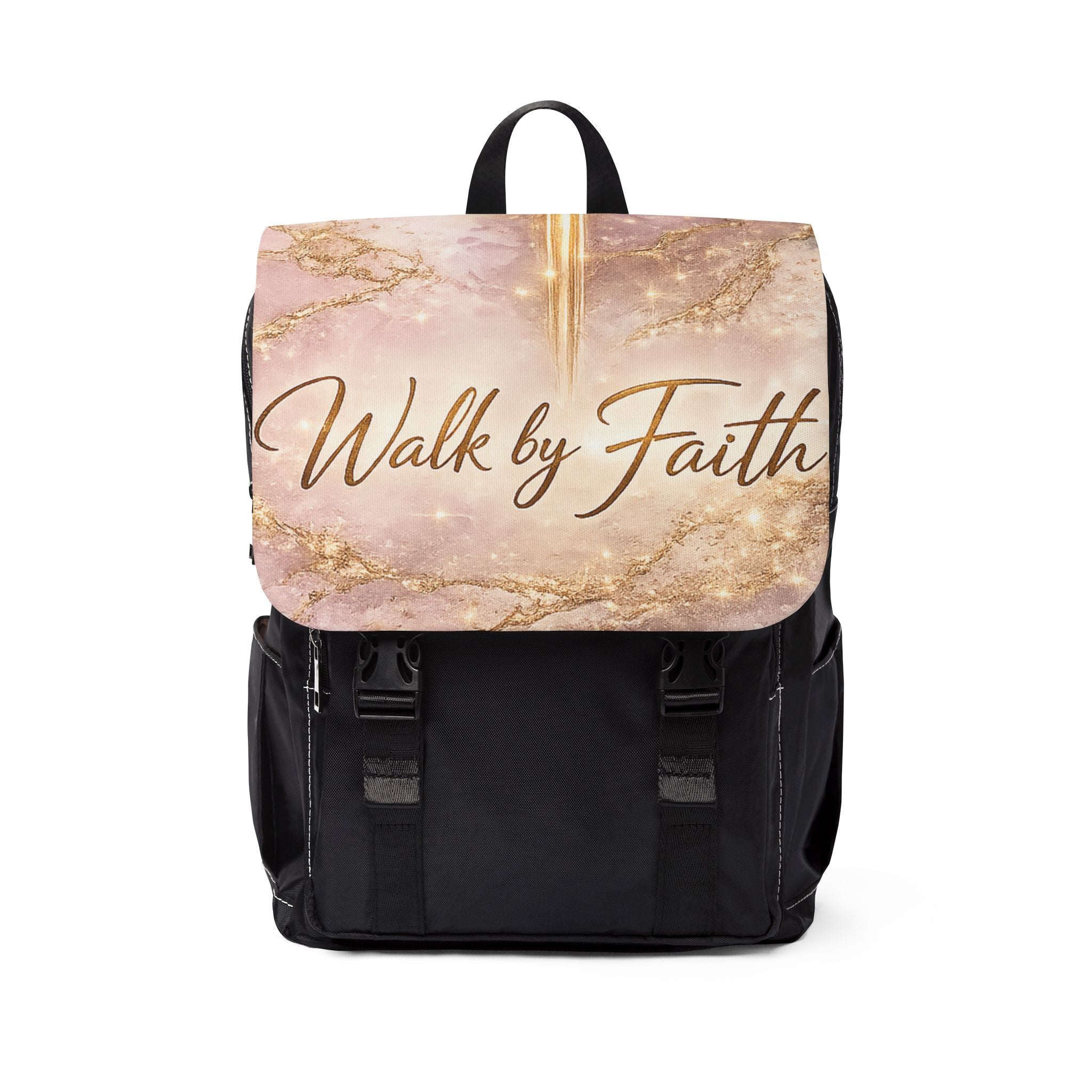 Walk by Faith Christian Backpack | Blush Pink Marble Cross Bag | Faith Gift for Women & Teens