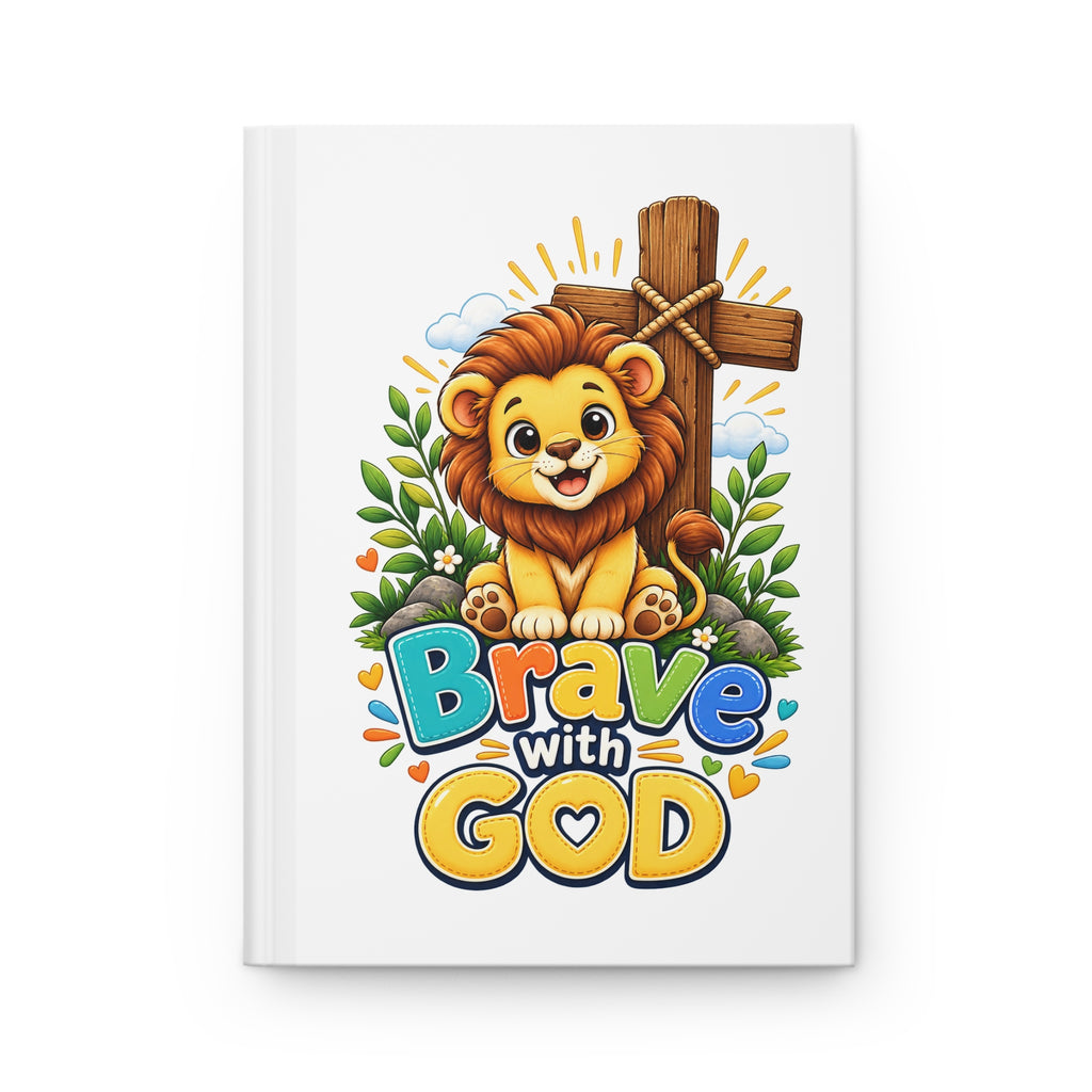 Brave with God Christian Journal| Lion Faith Notebook| Hardcover Matte Journal| Inspirational Gift
