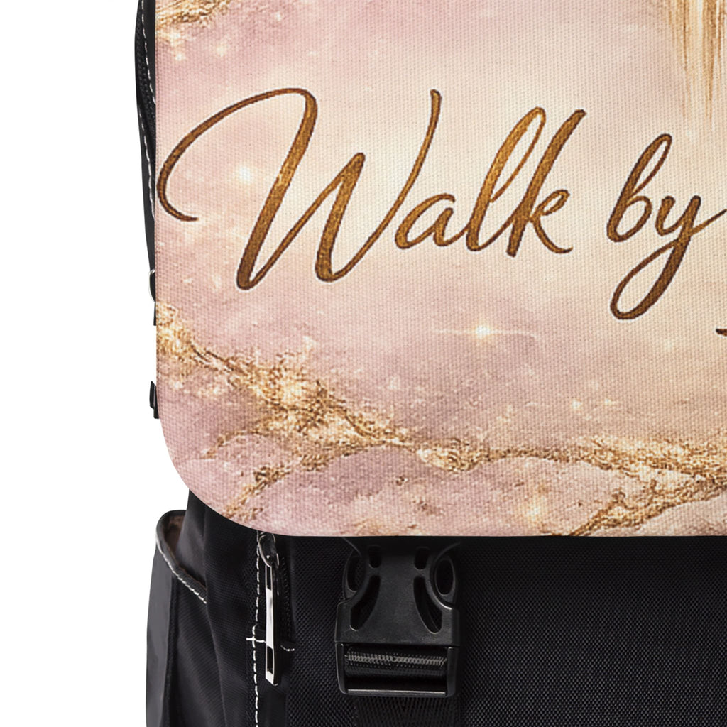 Walk by Faith Christian Backpack | Blush Pink Marble Cross Bag | Faith Gift for Women & Teens