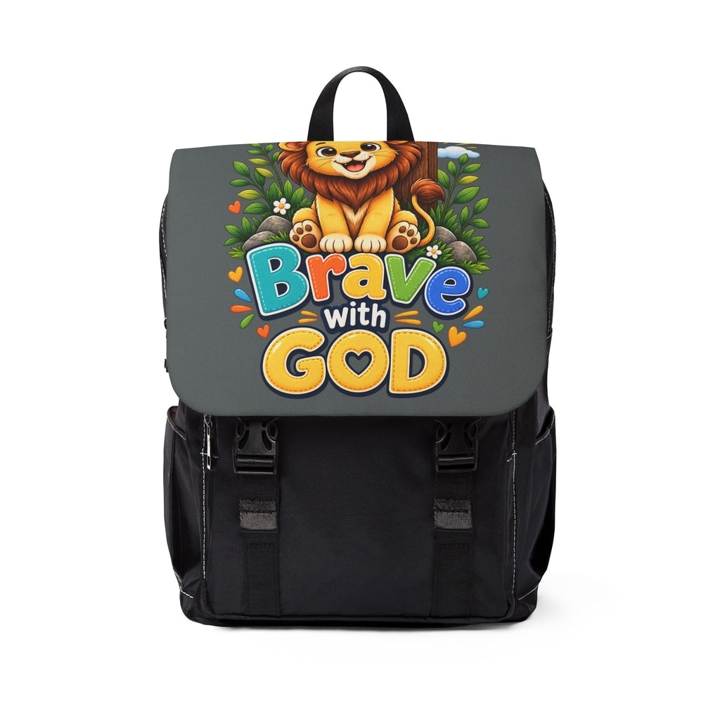 Copy of Brave with God Gray Kids Backpack| Christian School Backpack| Cute Lion Book Bag for Boys and Girls