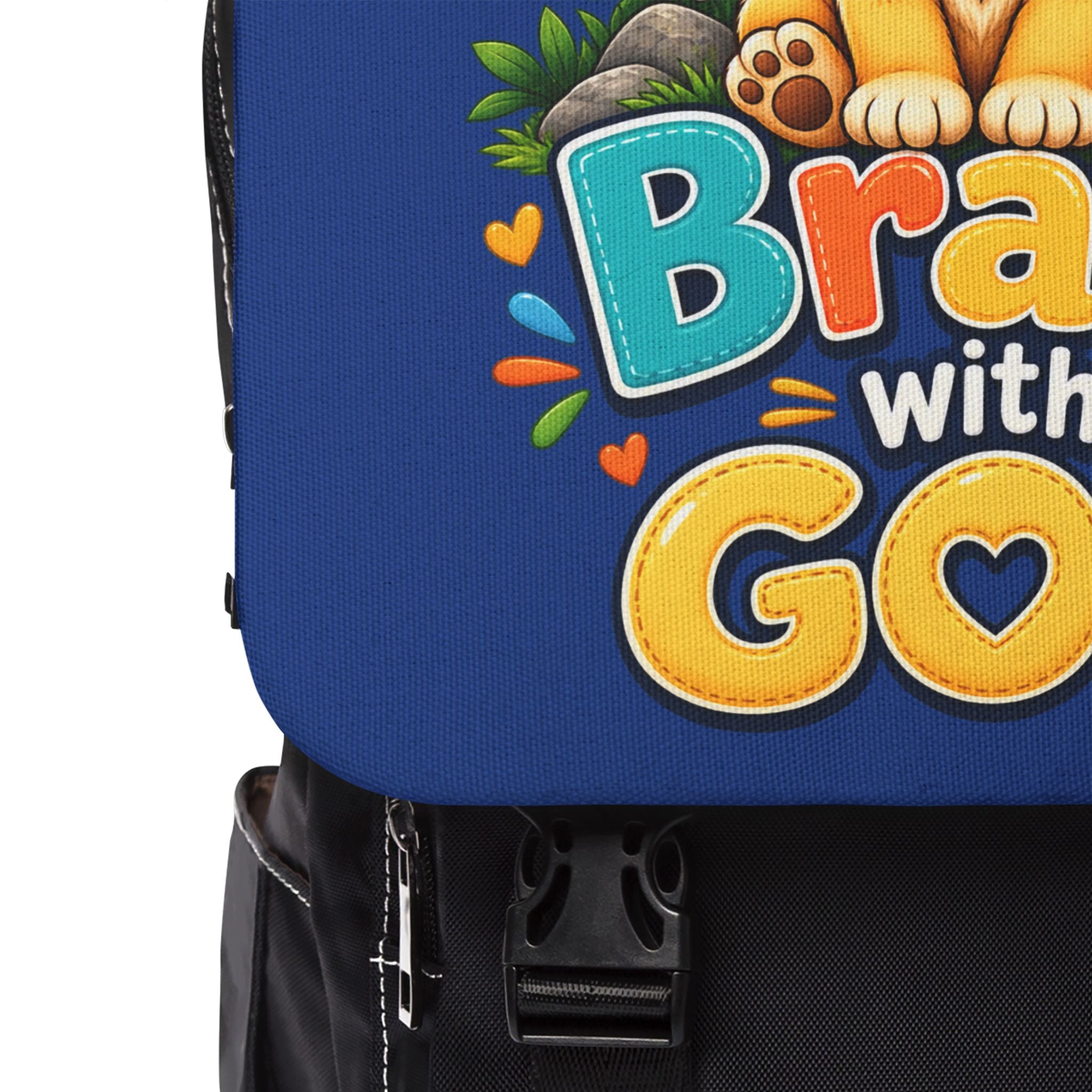 Copy of Brave with God Blue Kids Backpack| Christian School Backpack| Cute Lion Book Bag for Boys and Girls