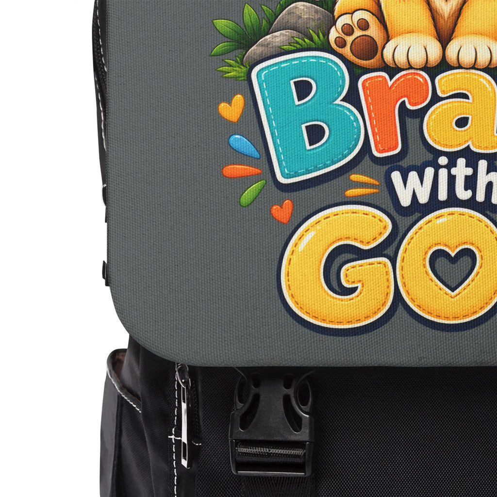Copy of Brave with God Gray Kids Backpack| Christian School Backpack| Cute Lion Book Bag for Boys and Girls