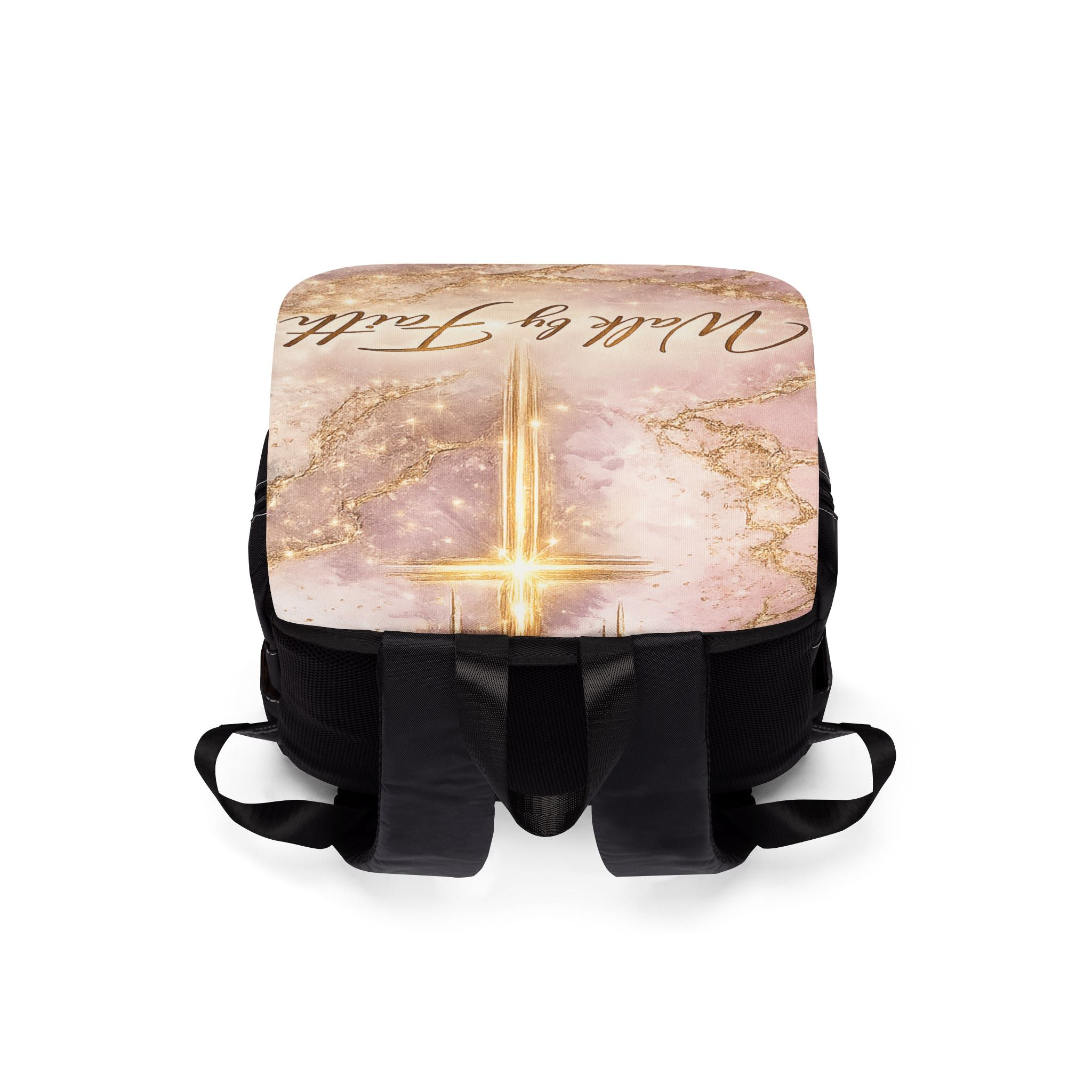 Walk by Faith Christian Backpack | Blush Pink Marble Cross Bag | Faith Gift for Women & Teens