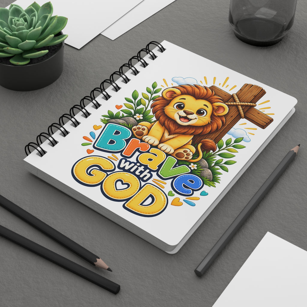 Brave with God Christian Spiral Journal| Lion Faith Notebook| Prayer Journal| Lined Notebook