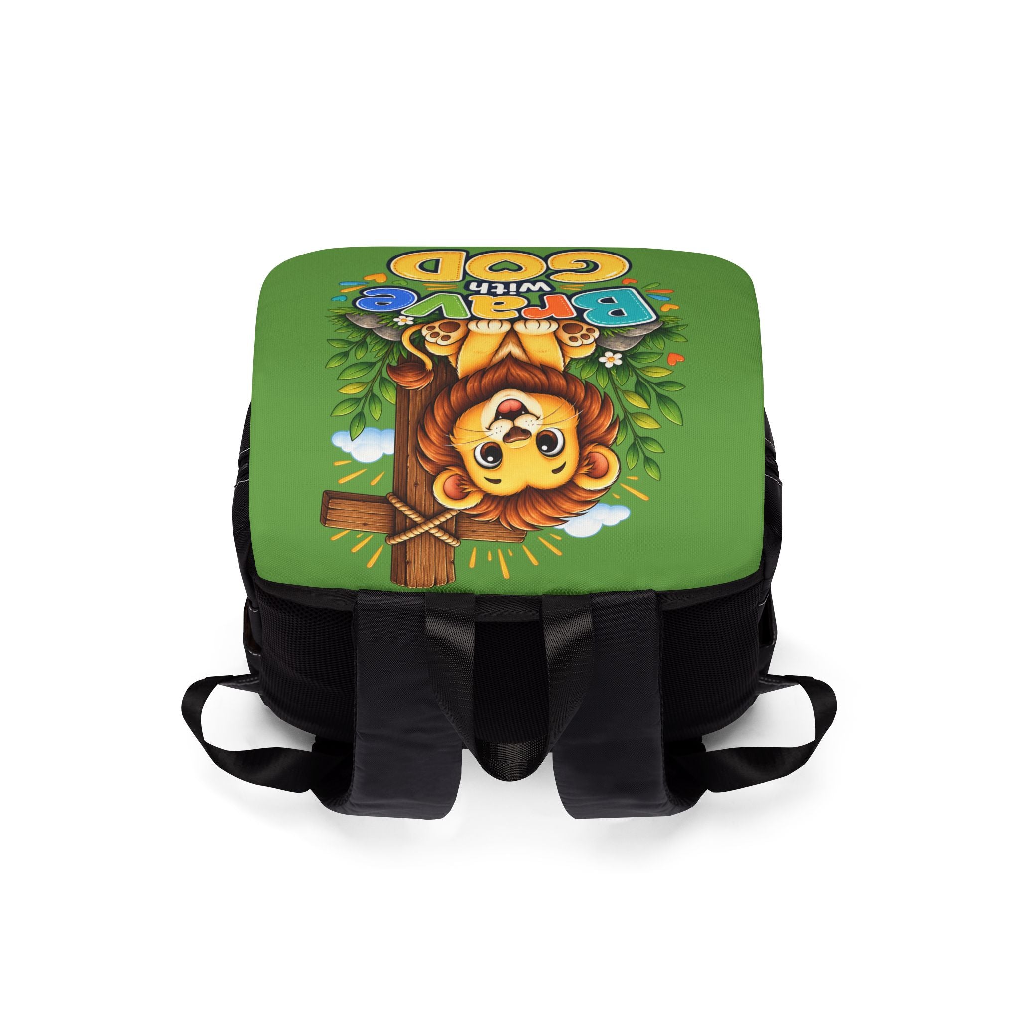 Copy of Brave with God Green Kids Backpack| Christian School Backpack|Cute Lion Book Bag for Boys&Girls