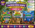 Premium Animal Coloring Book Bundle for Kids Ages 3-10 | 240 Total Pages | Jungle, Wild & Ocean Animals | Coloring Pages + Color Guides