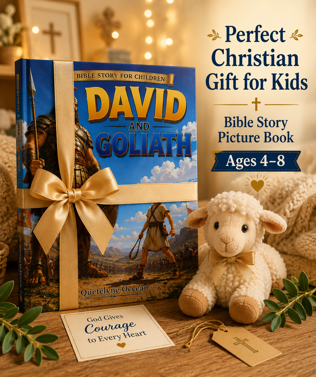 David and Goliath Bible Story Book for Kids | Christian Picture Book Ages 4-8 | Full Color Bedtime Story | Sunday School Gift
