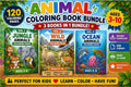 Animal Coloring Book Bundle for Kids Ages 3-10 |120 Coloring Pages |Jungle, Wild & Ocean Animals | Printable PDF Download | Instant Download